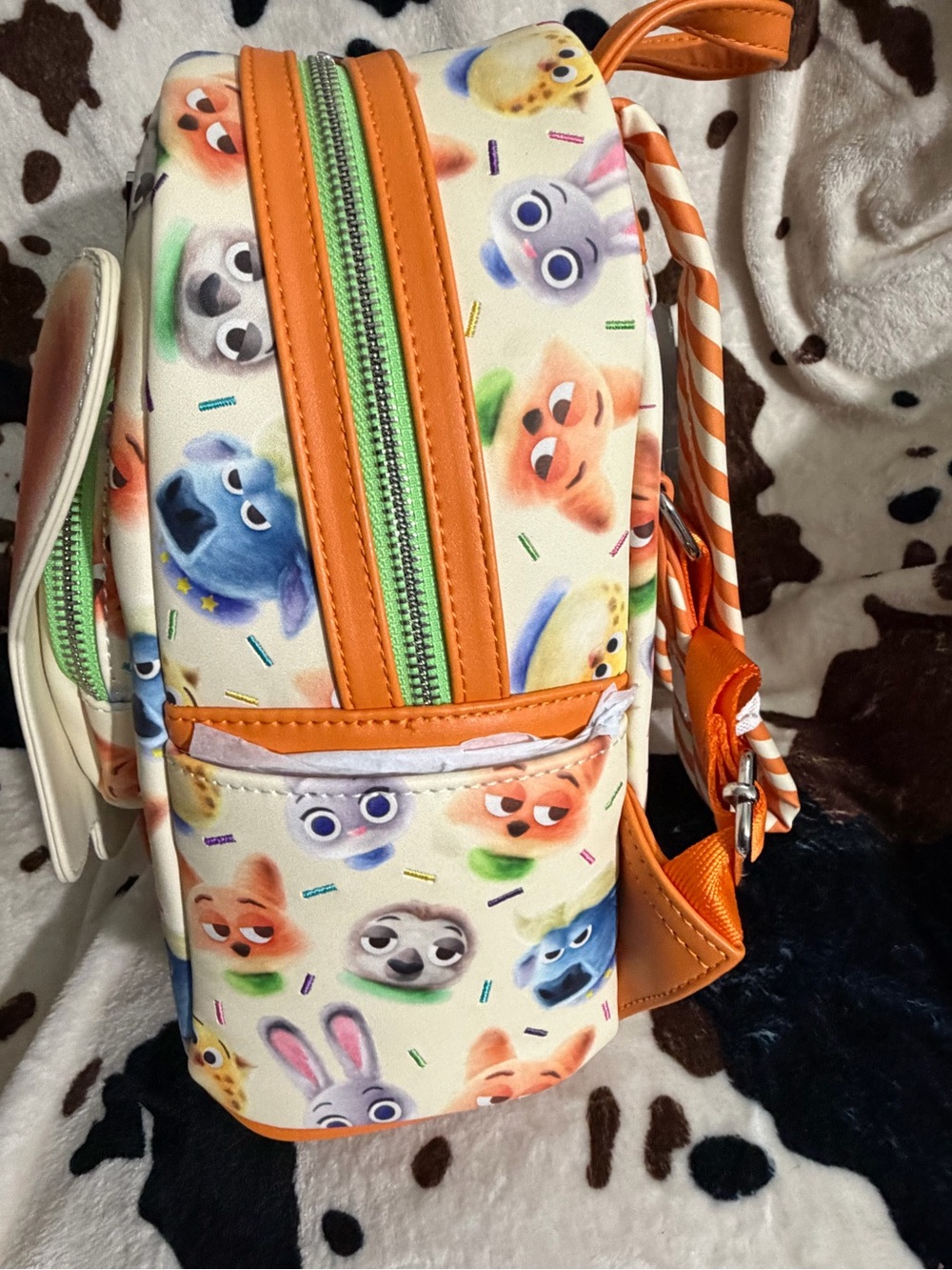 Loungefly Disney Orange & Green Fox Plush Mini Backpack - Picture 3 of 6